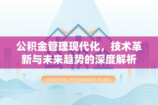 靖江公积金管理现代化，技术革新与未来趋势的深度解析
